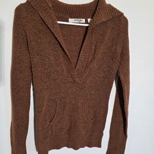 Womans Size Small Energie Brand Brown Deep Vneck Sweater